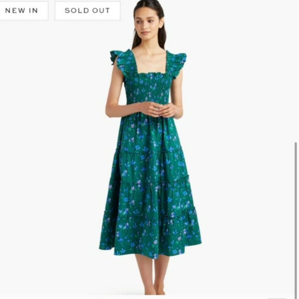 Hill House Ellie Nap Dress Emerald Space Floral M